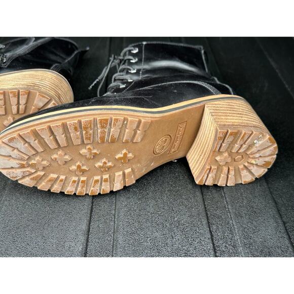 Timberland Black Lace up platform heel boots Sz 6.5 - Picture 5 of 7
